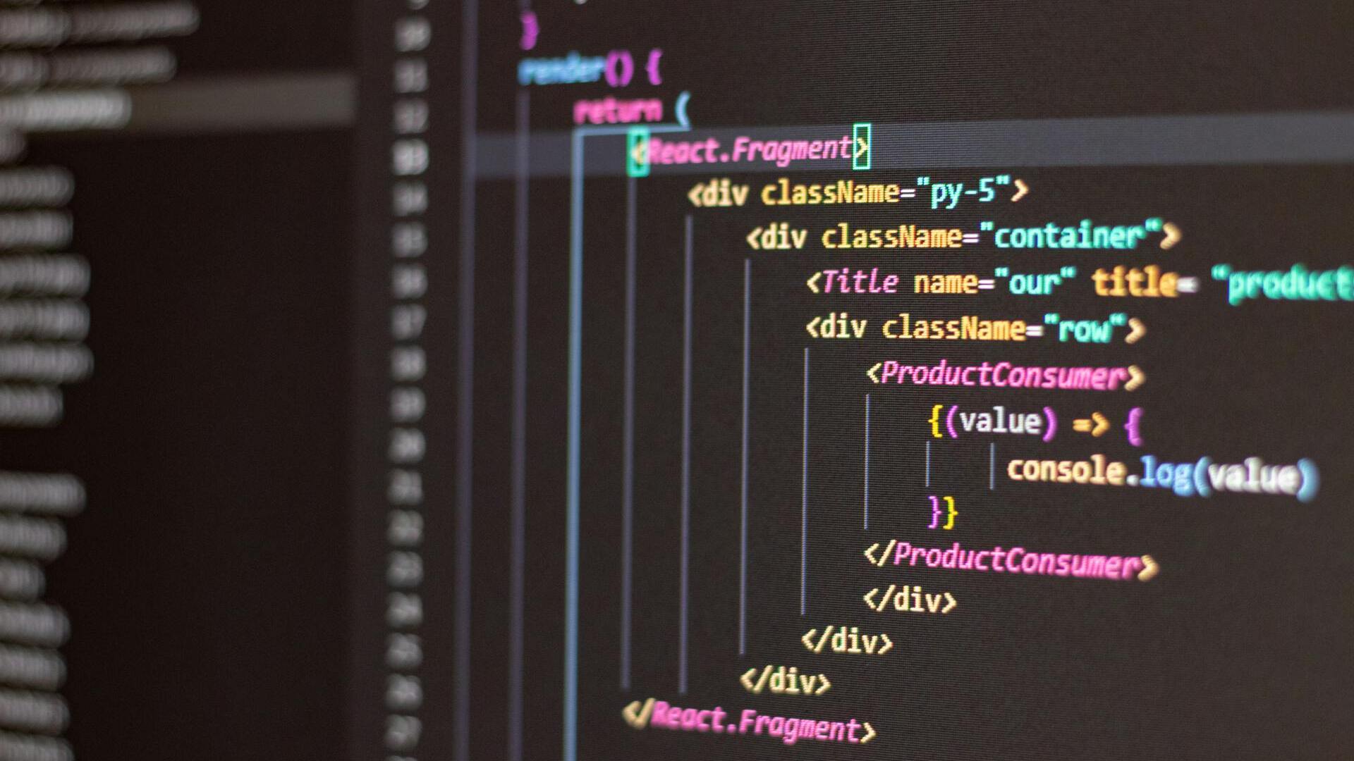 Programming languages code on screen