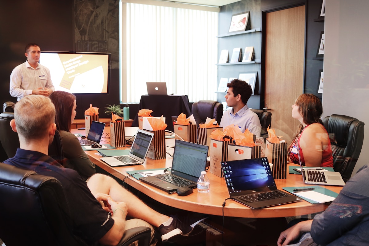 Team planning session with sprint board and agile framework