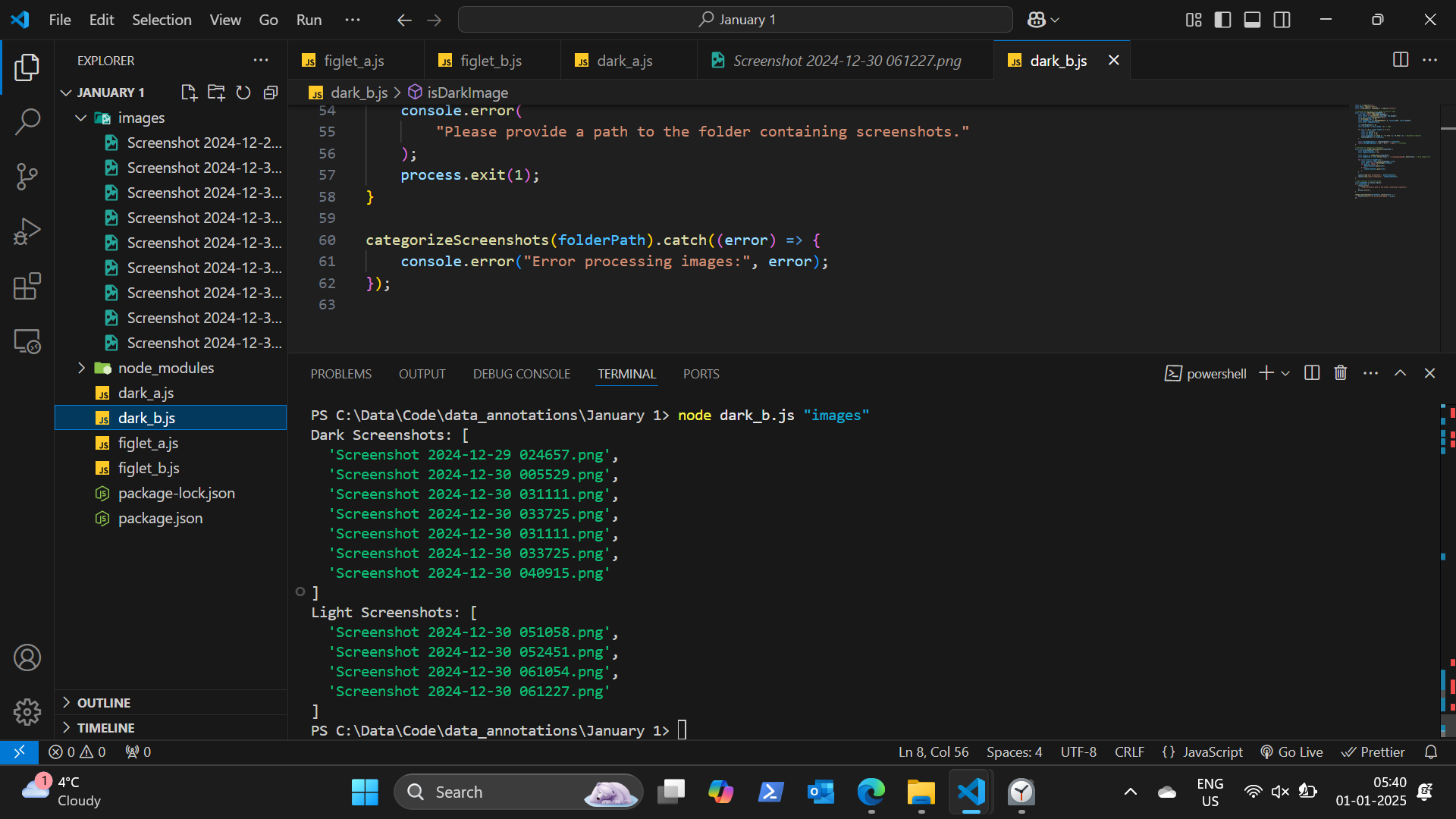 VS Code editor and terminal for development workflow